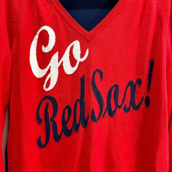 Boston Red Sox Womens V Neck Sweater Touch by Alyssa Milano MLB Size Extra Large - Picture 9 of 13